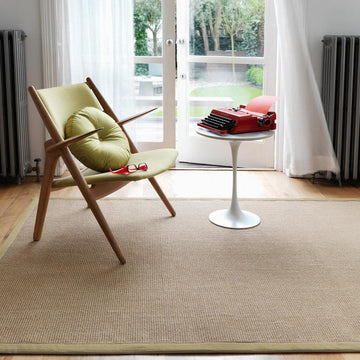 Sisal Modern Plain Cotton Border Natural-Fibre Ribbed Textured Flatweave Natural/Linen Rug-Asiatic Carpets-Rug Love - The Most Loved Rug Store